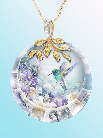 Collar Creativo Cristal Flor Pájaro